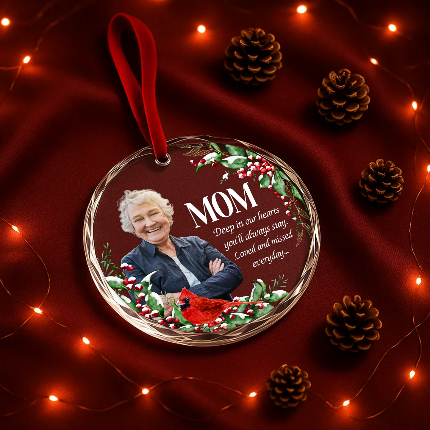 Mom Memorial Ornament with Cardinal, In Loving Memory Keepsake