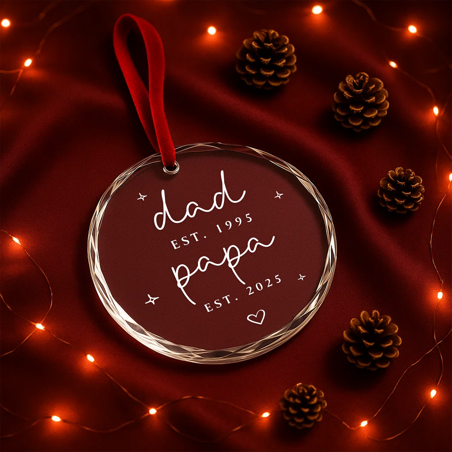 Dad and Papa Established Ornament, Minimalist Script Design
