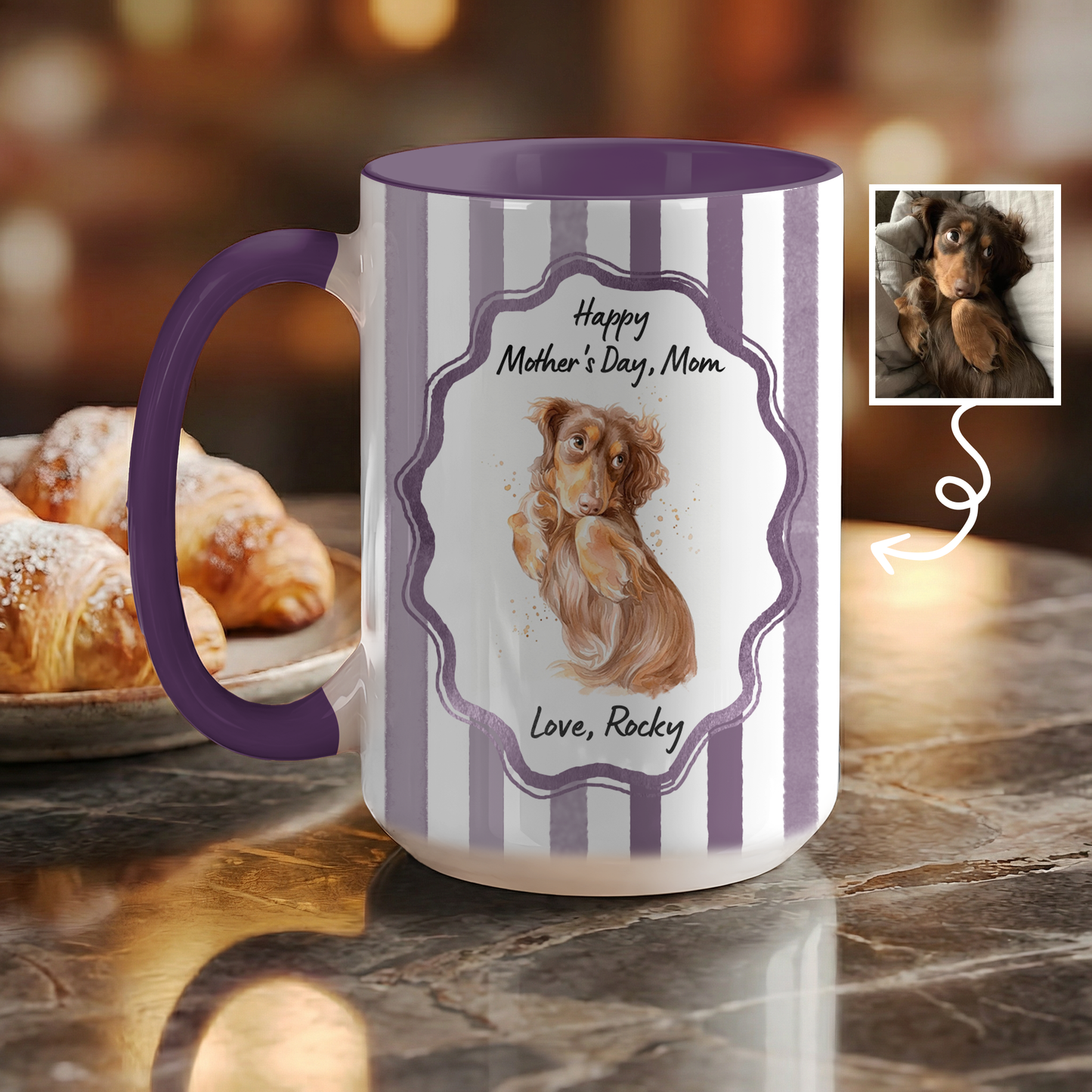 Custom Dog Portrait Mug for Mom – Personalized Pet Photo Mug, Mother’s Day Gift from Dog