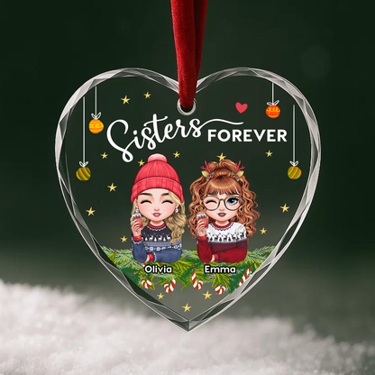 Sisters Forever Cute Cartoon Character Ornament