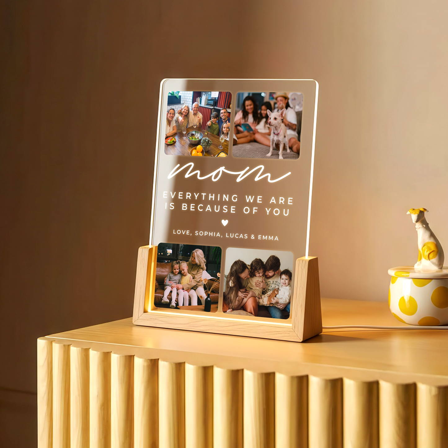 Personalized Photo Collage Canvas for Mom – Custom Family Picture Gift with Names