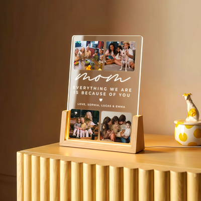 Personalized Photo Collage Canvas for Mom – Custom Family Picture Gift with Names
