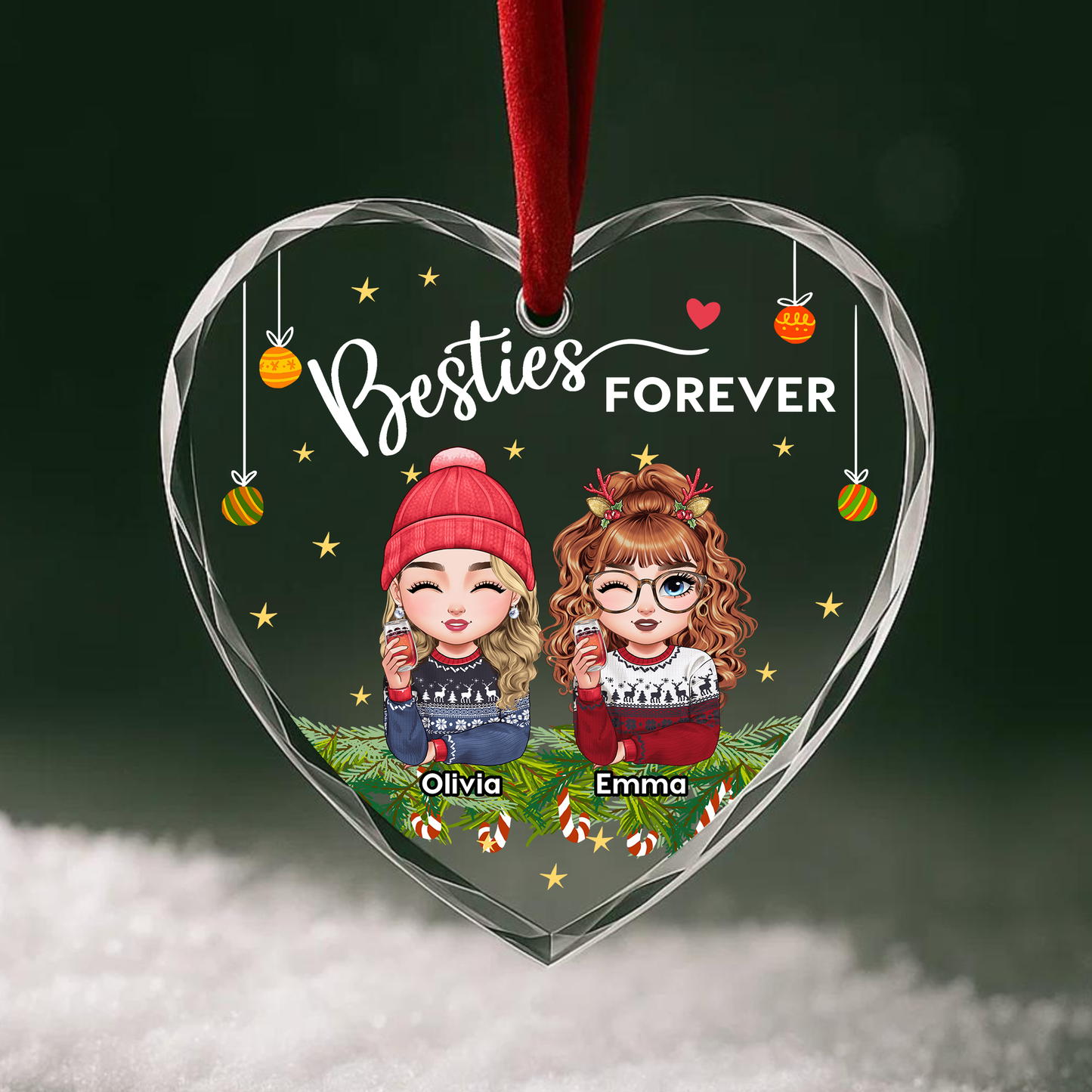 Besties Forever Cute Character Friendship Ornament