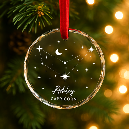 Zodiac Constellation Sign Custom Glass Ornament