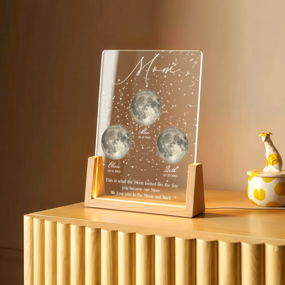 Personalized Moon Phase LED Plaque – Custom Night Sky Gift with Name & Special Date
