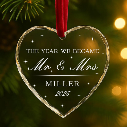 The Year We Became Mr Mrs, Custom Glass Ornamen