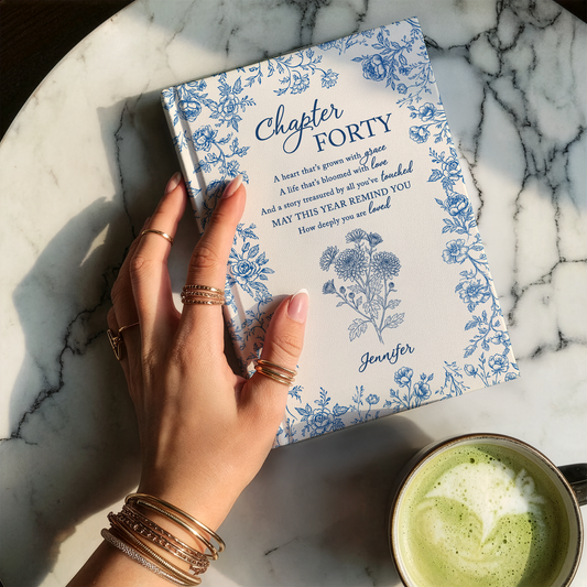 Personalized 40th Birthday Journal – “Chapter Forty” Custom Floral Notebook, Meaningful Milestone Gift
