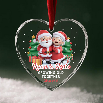 Growing Old Together, Santa & Mrs. Claus Couple Ornament, Since Year Personalized