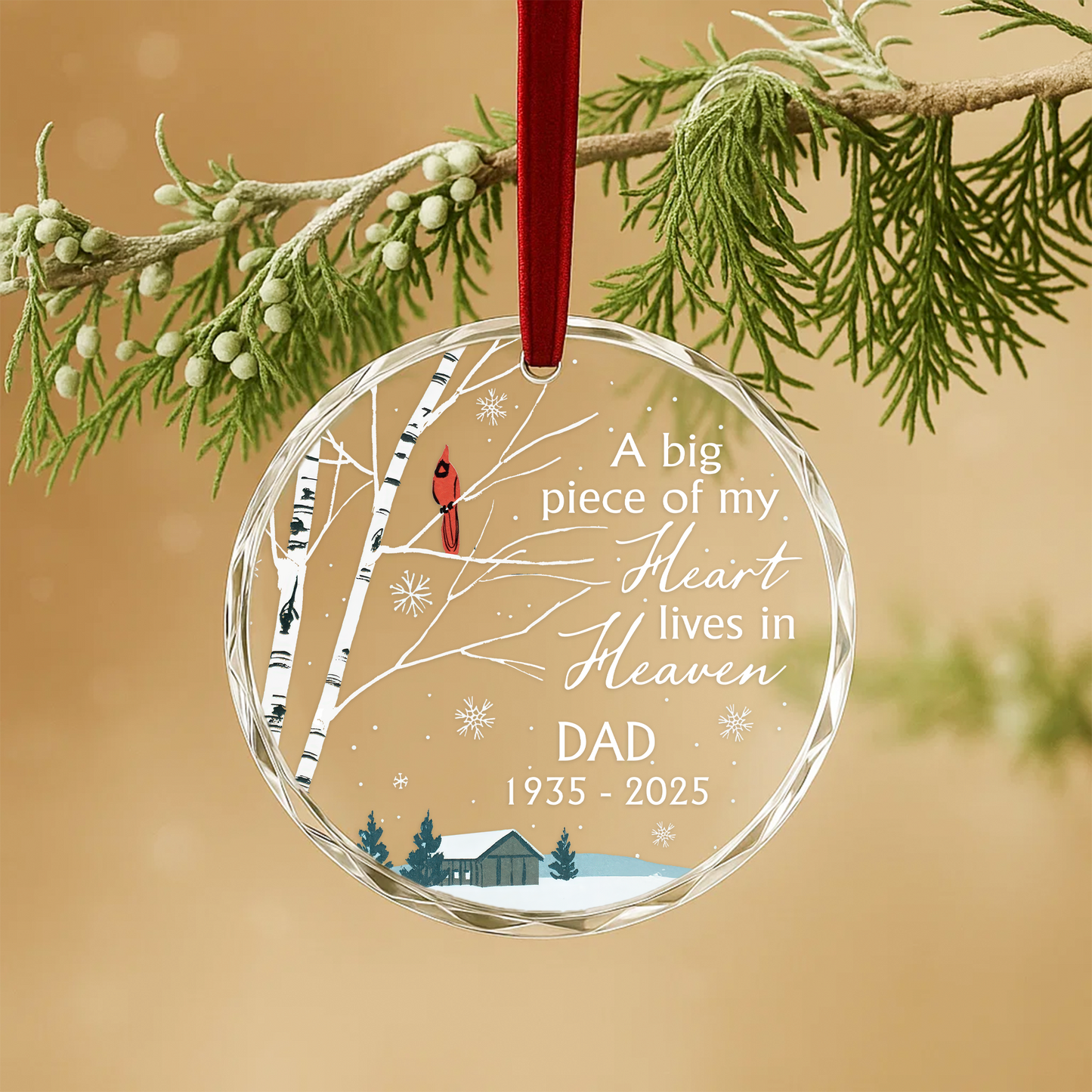 A Big Piece of My Heart Lives in Heaven Cardinal Memorial Ornament