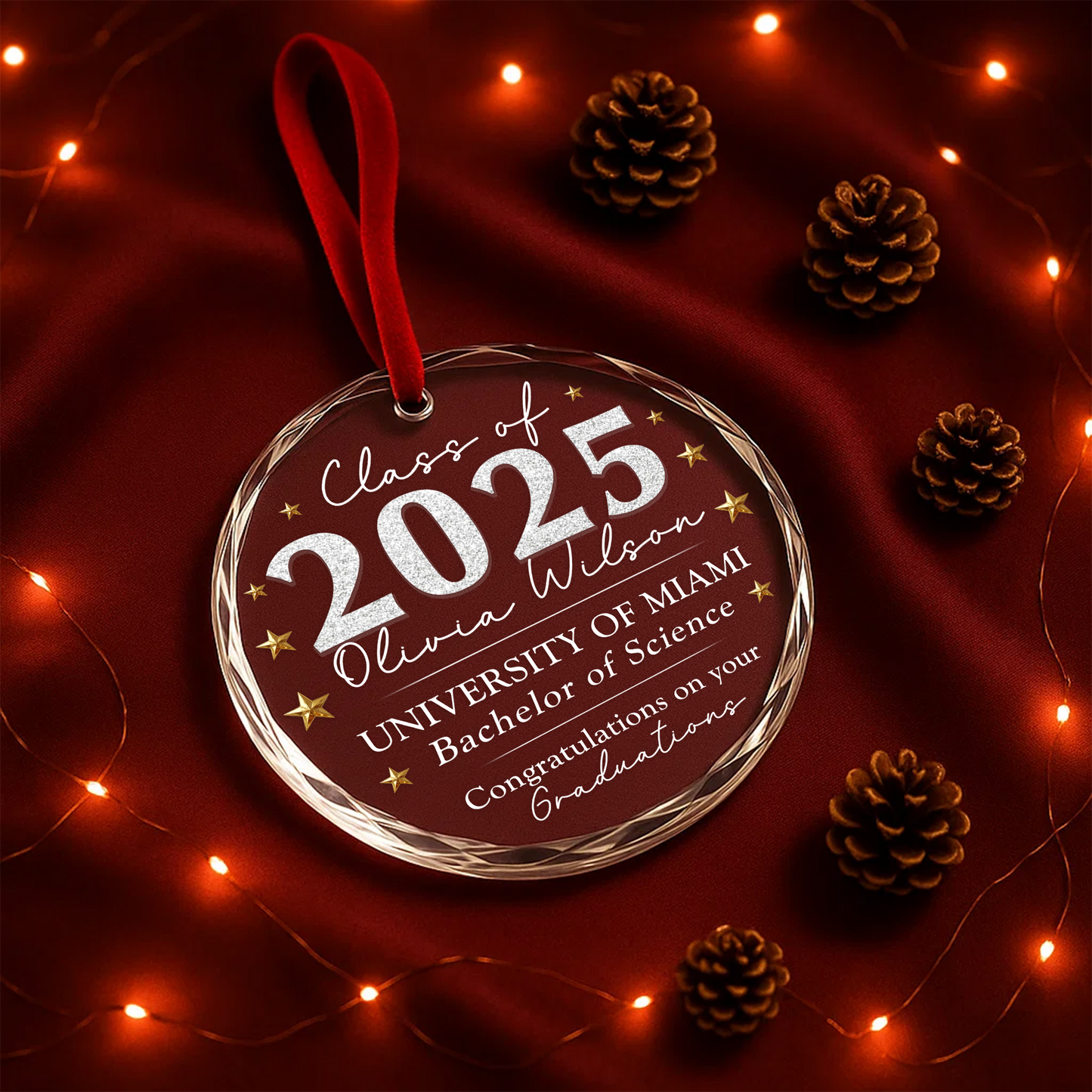 Class of 2025 Graduation Ornament, Personalized Heart Keepsake