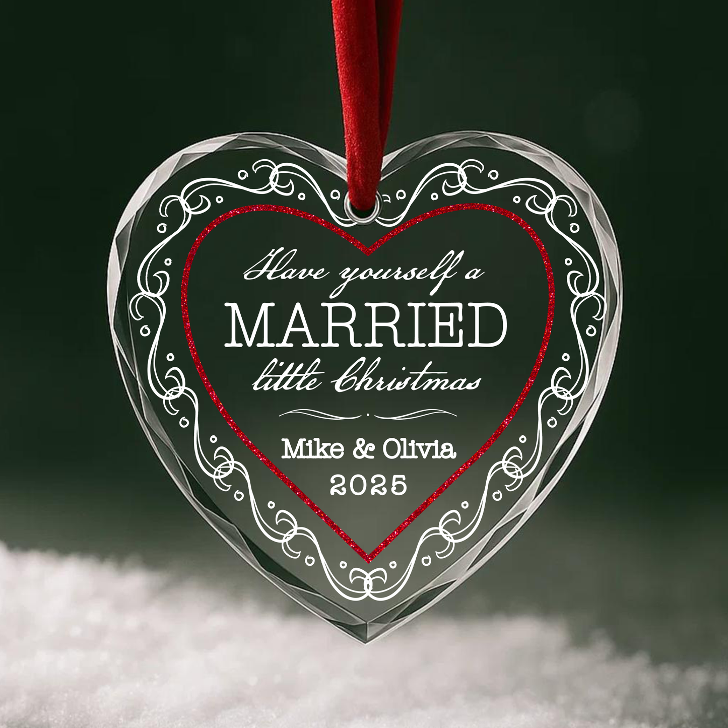 Have Yourself a Married Little Christmas Custom Glass Ornament