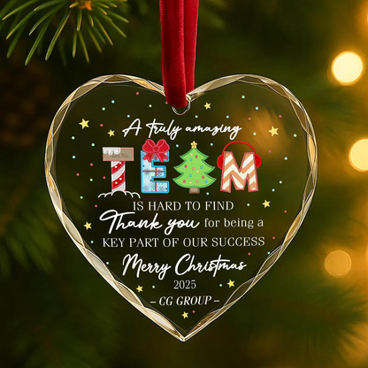 A Truly Amazing Team Thank You Merry Christmas Custom Glass Ornament