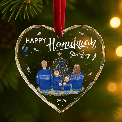Happy Hanukkah Family Ornament, Custom Family Keepsake