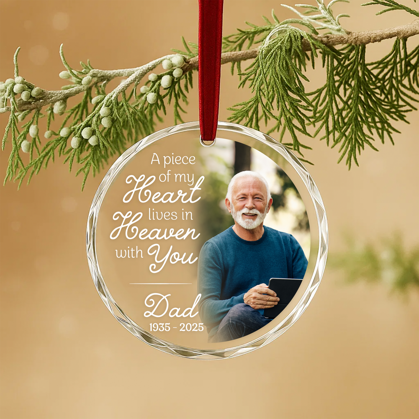 A Piece of My Heart Lives in Heaven with You, Memorial Ornament for Dad