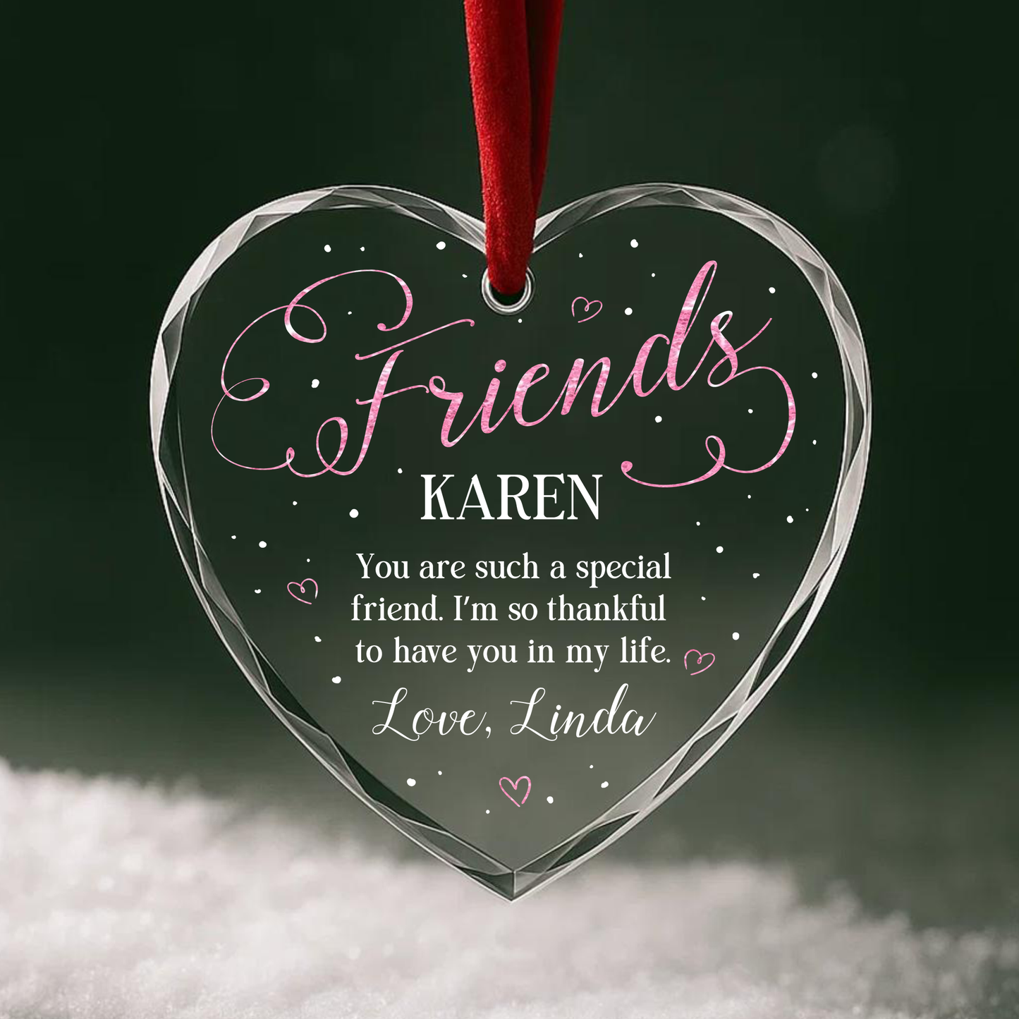 Friends Special Message Custom Glass Ornament