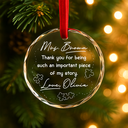 Thank You for Being a Piece of My Story, Teacher or Mentor Gift Ornament