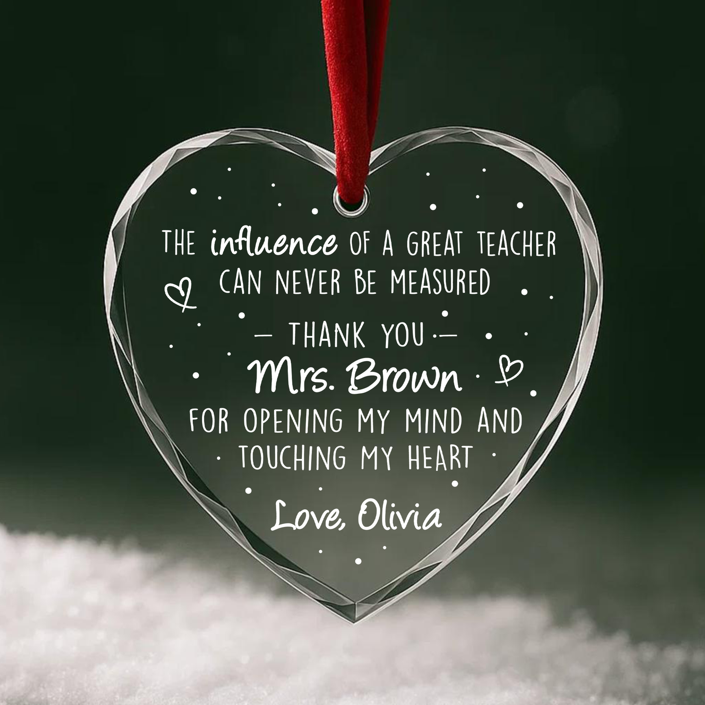 Teacher Appreciation Quote Custom Glass Ornament