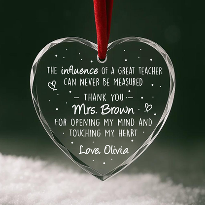 Teacher Appreciation Quote Custom Glass Ornament