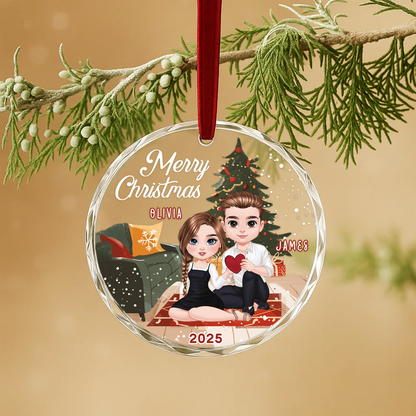 Merry Christmas Couple Ornament, Custom Couple Ornament