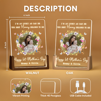 Personalized Mother’s Day LED Photo Plaque – Custom Mommy & Baby Gift with Name & Message