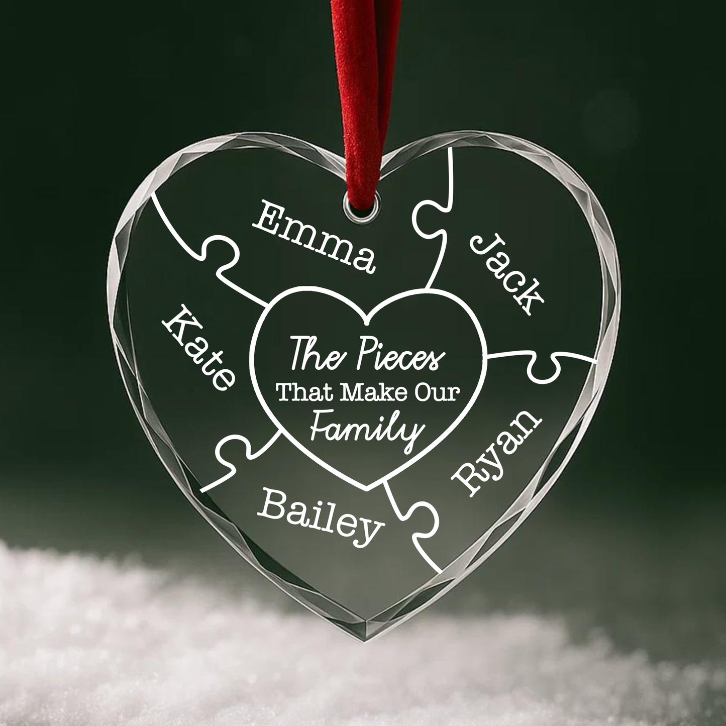 The Pieces That Make Our Family Puzzle Custom Glass Ornament
