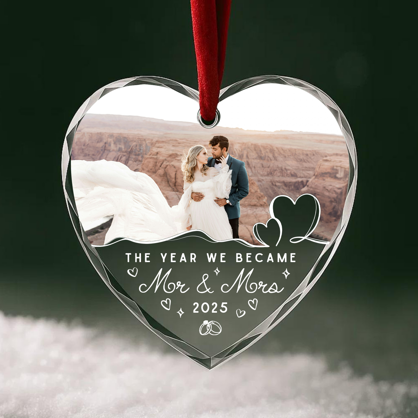 The Year We Became Mr Mrs, Custom Glass Ornament With Couple Photo