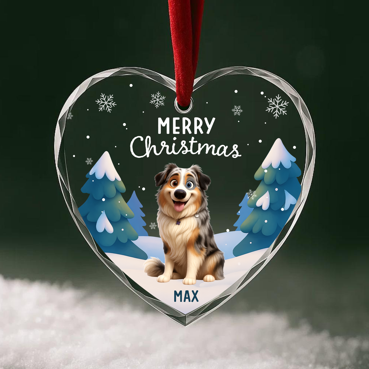 Merry Christmas Custom Pet Cartoon Ornament, Personalized Pet Portrait