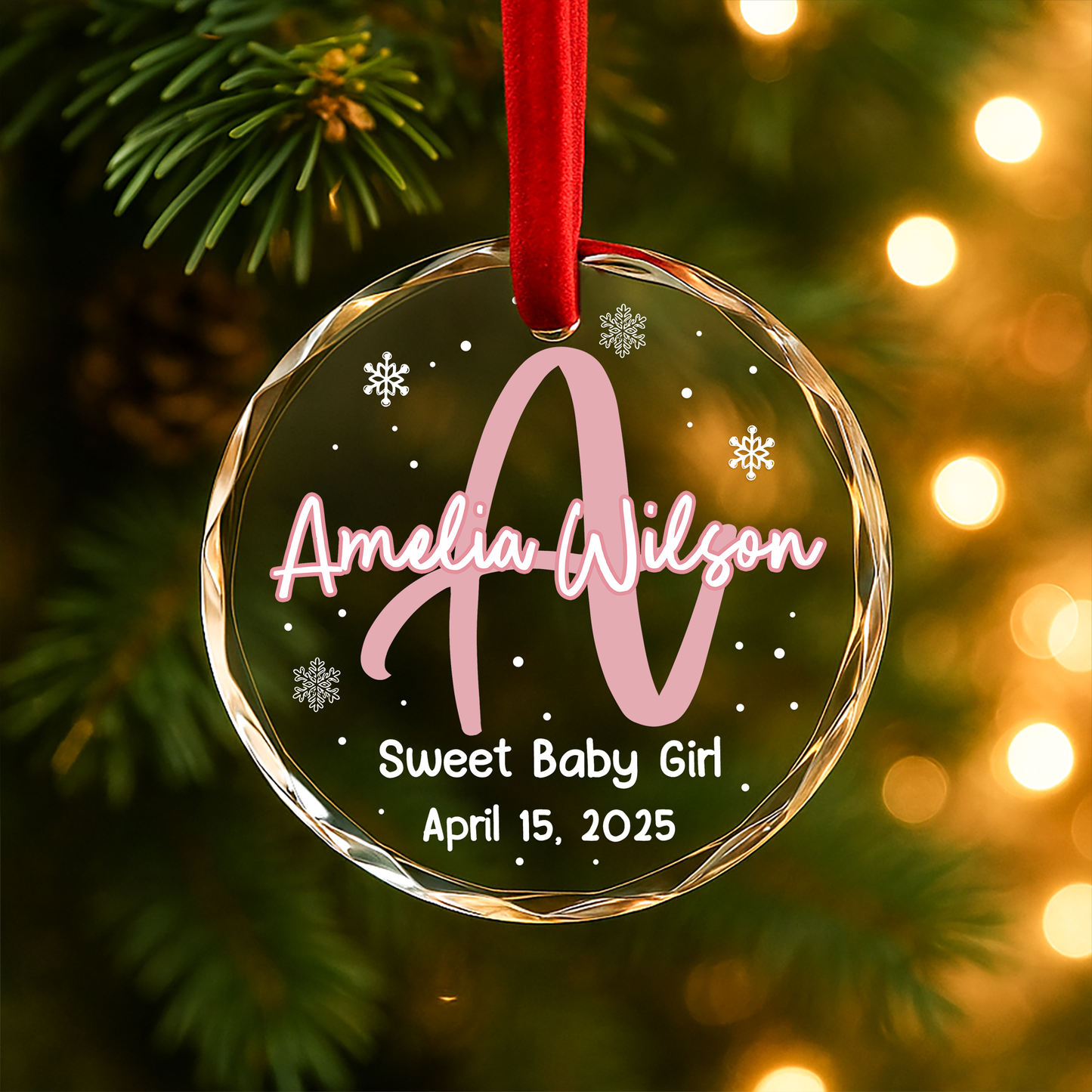Custom Baby Name Ornament, Sweet Baby with Birth Date