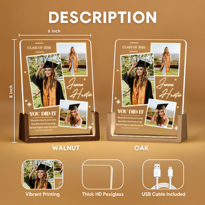 Personalized Graduation Photo Collage LED Plaque – Custom Name & Photos Class of 2026 Gift