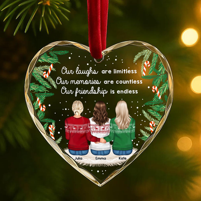 Our Laughs Are Limitless Friendship Custom Glass Ornament