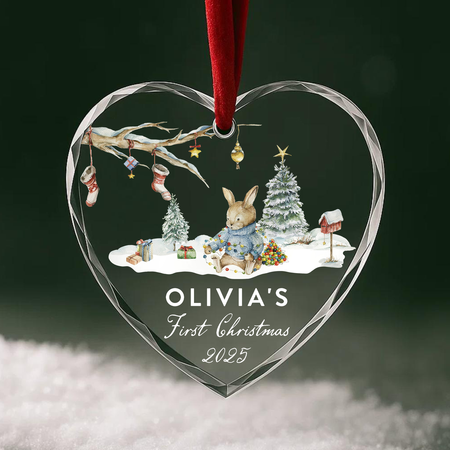Baby’s First Christmas Ornament, Personalized Name and Year
