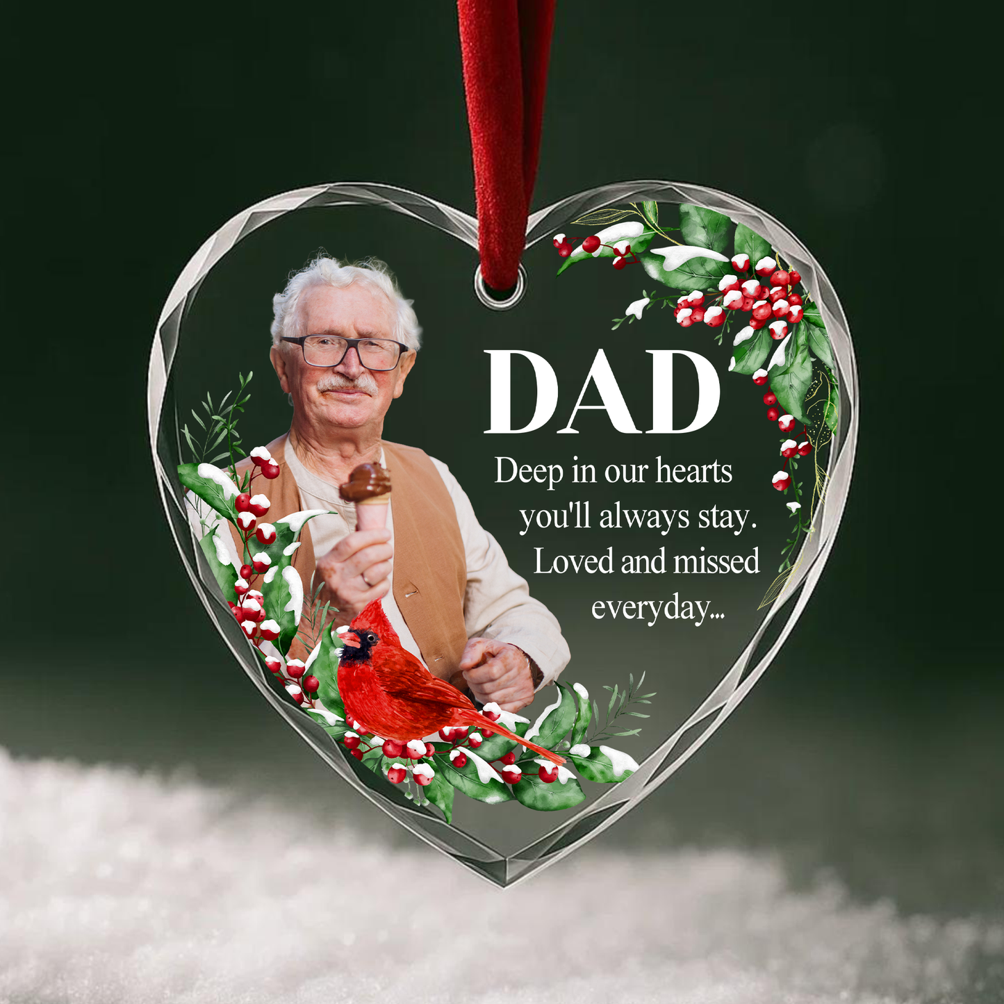 Dad Memorial Ornament with Cardinal, In Loving Memory Keepsake