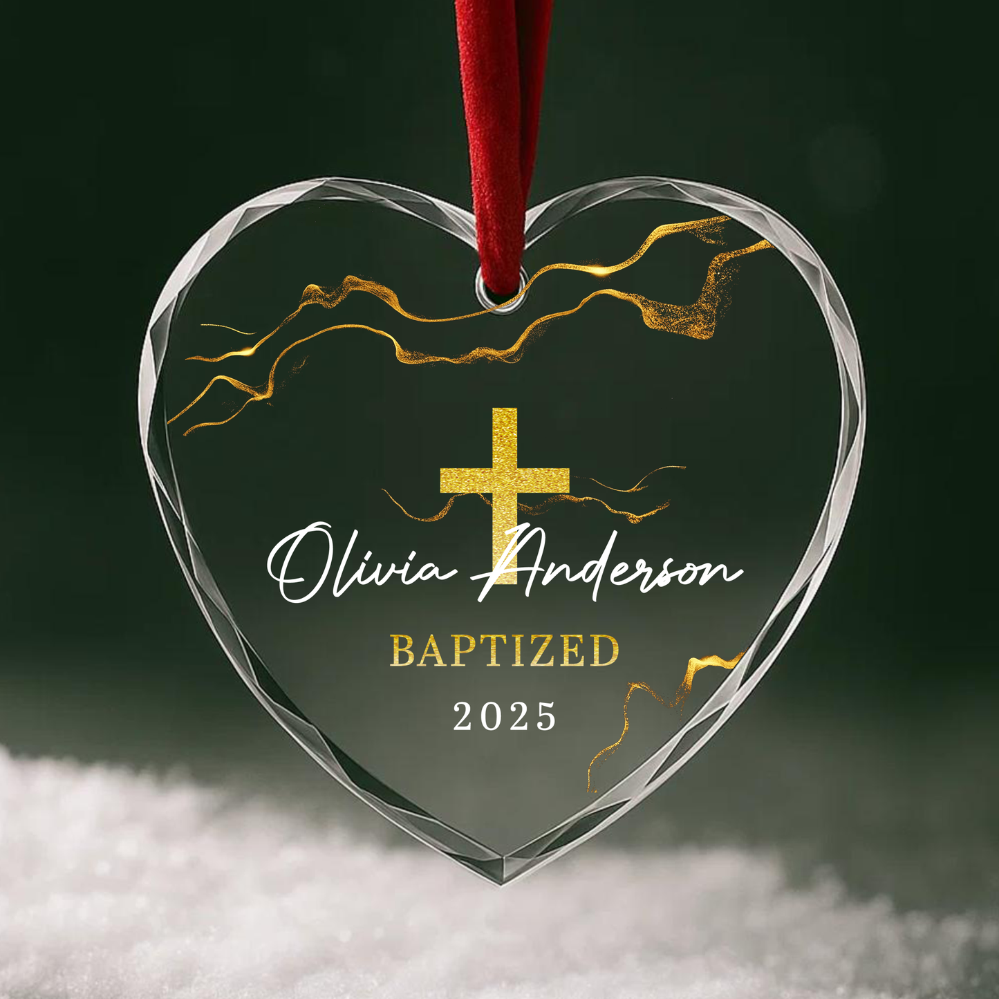 Baptized Ornament with Gold Cross