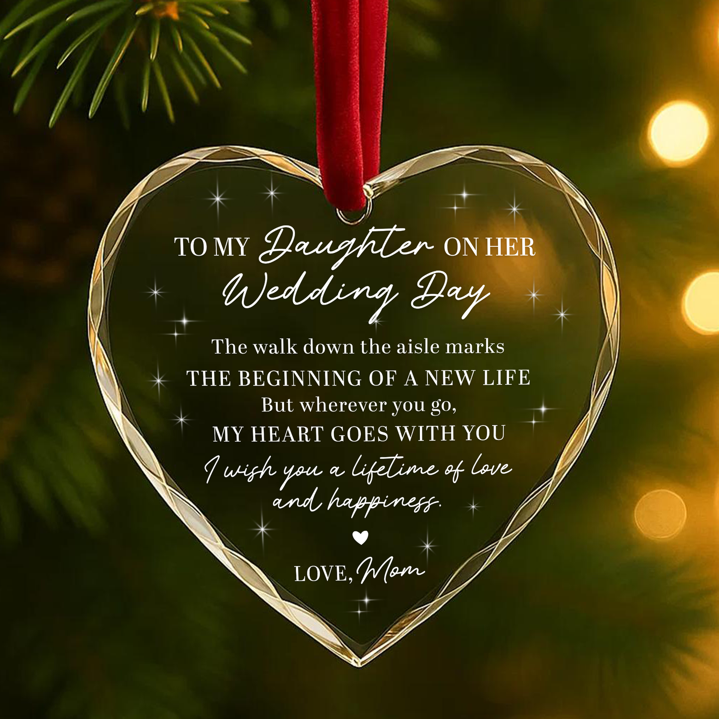 To My Daughter on Her Wedding Day Message from Mom Custom Glass Ornament