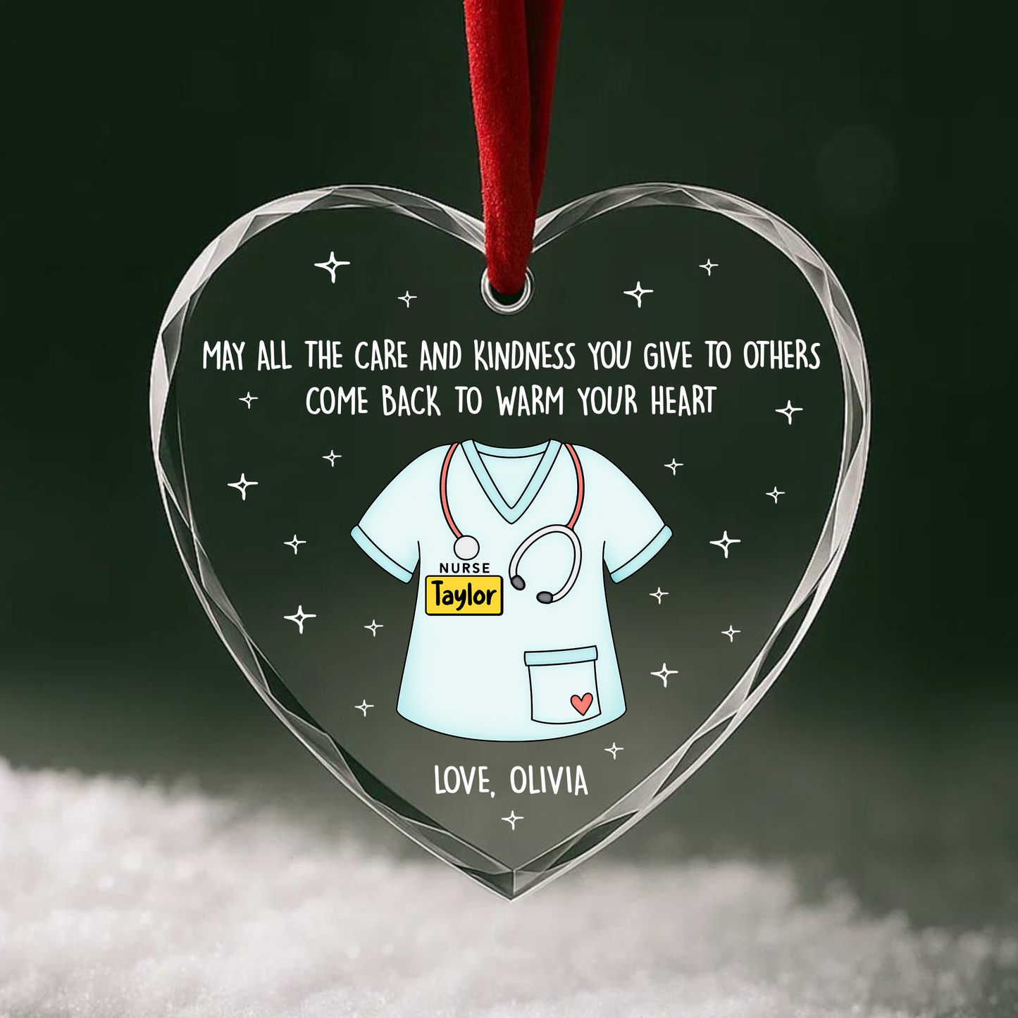 Nurse Appreciation Scrub Top Custom Glass Ornament