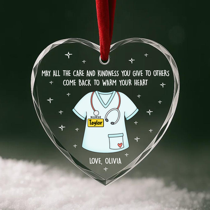 Nurse Appreciation Scrub Top Custom Glass Ornament