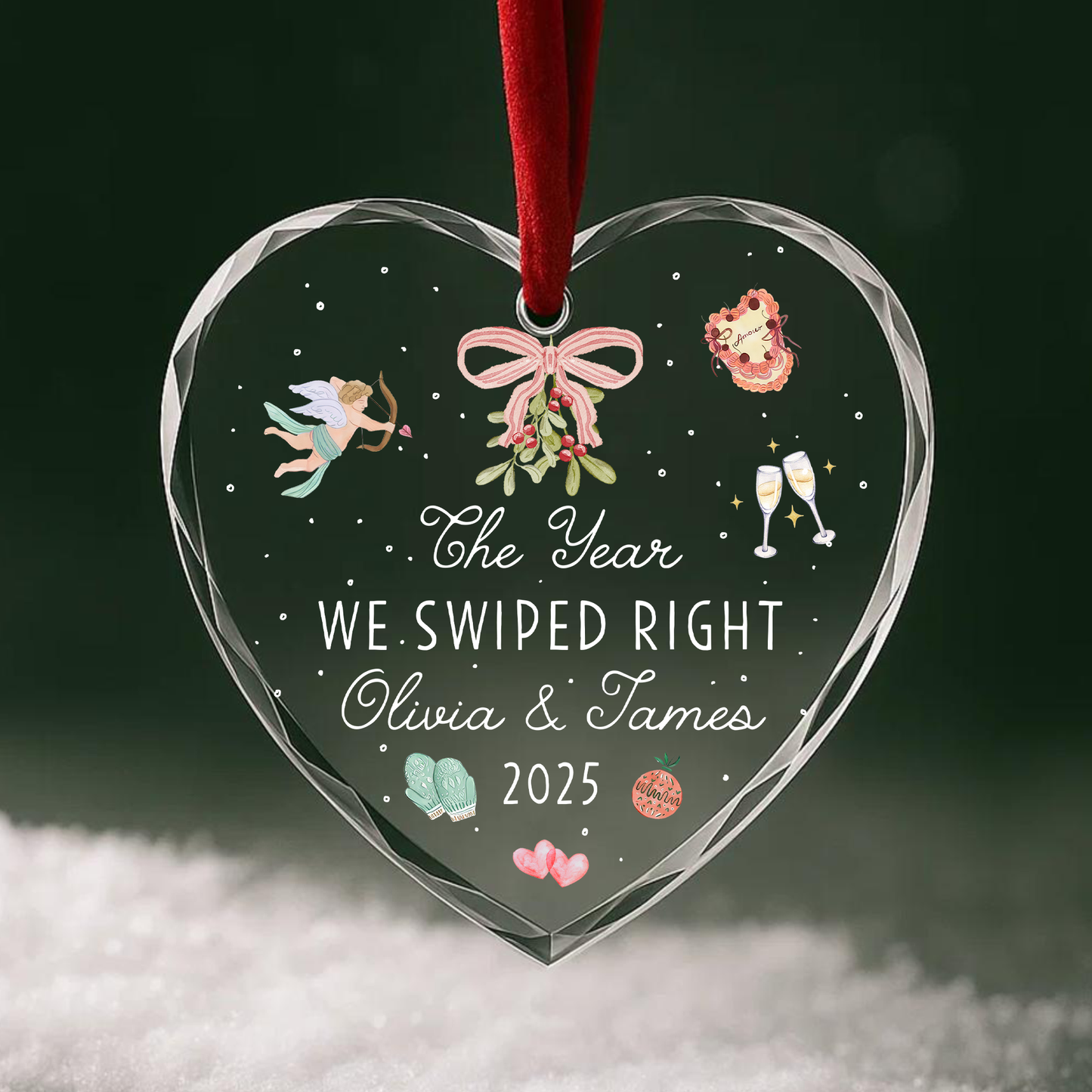 The Year We Swiped Right, Couple Ornament, Personalized Dating Keepsake