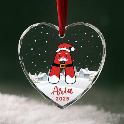 Santa Letter Monogram Custom Glass Ornament