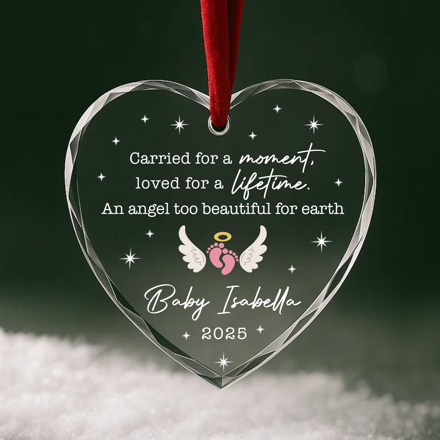 Baby Memorial Angel Wings Custom Glass Ornament