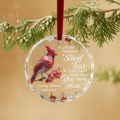 A Loving Thought, A Silent Tear Memorial Cardinal Heart Ornament