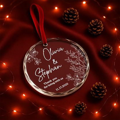 Wedding Favor Thank You Floral Heart Ornament