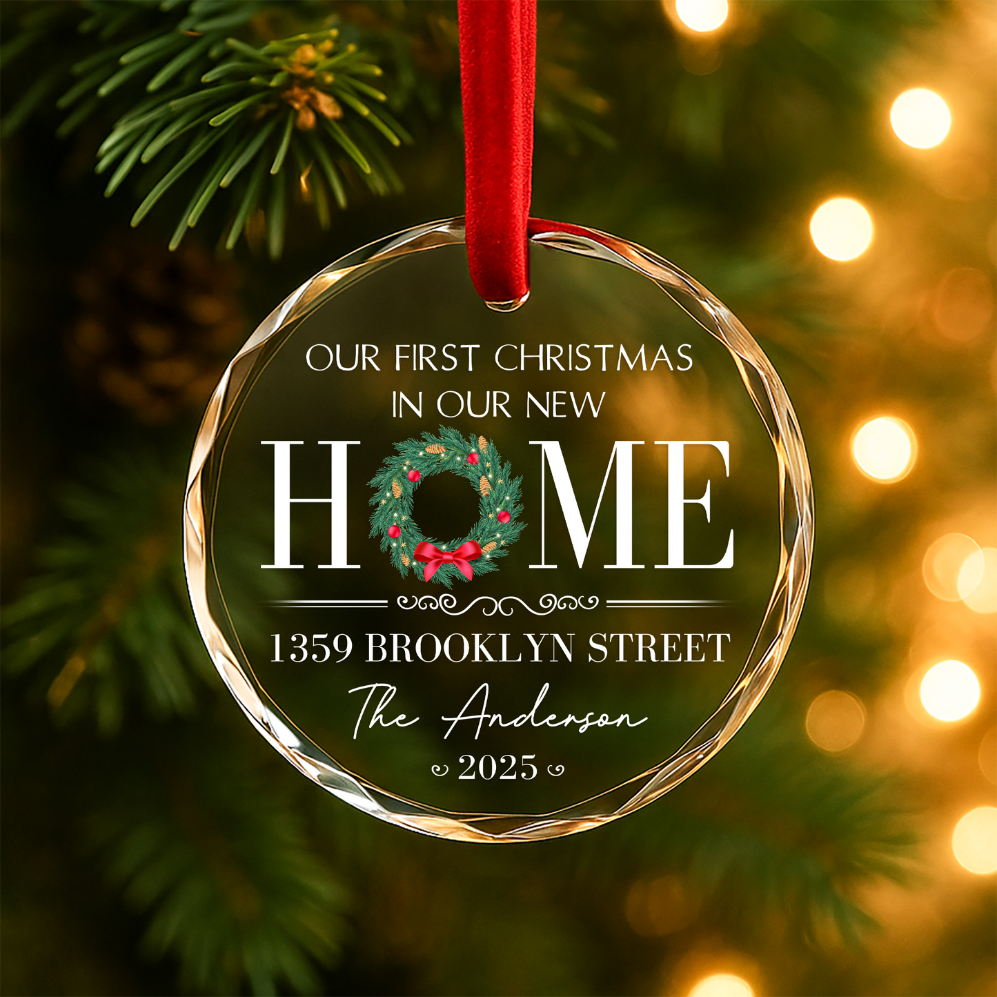 Our First Christmas in Our New Home, Personalized Address Ornament