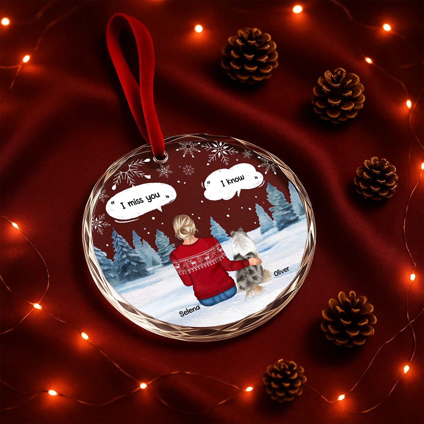 I Miss You Pet Memorial Ornament, Dog with Wings, Personalized Loss Gift