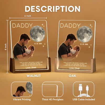 Daddy, My First Hero – A Personalized Moon Phase Photo Lamp for Dad