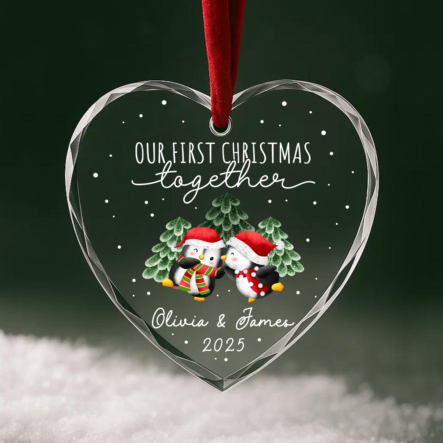 Our First Christmas Together, Penguin Couple Ornament, Personalized Couple Gift