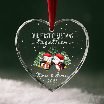 Our First Christmas Together, Penguin Couple Ornament, Personalized Couple Gift