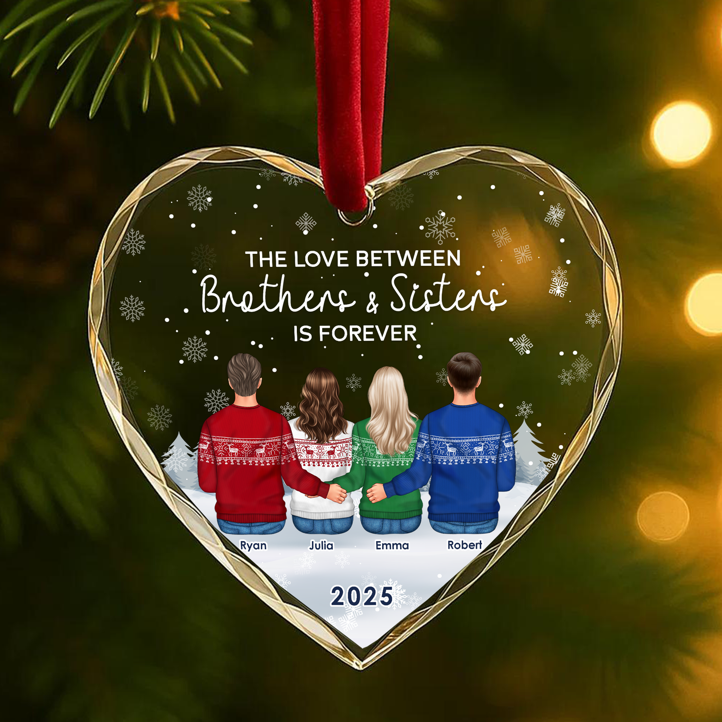 The Love Between Brothers Sisters Is Forever Custom Ornament