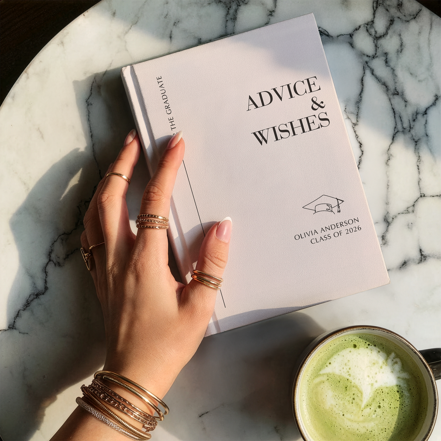 Personalized Graduation Advice Book – Minimalist “Advice & Wishes” Journal, Class of 2026 Gift
