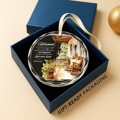 Retirement Ornament, Personalized Farewell Gift with Porch Scene