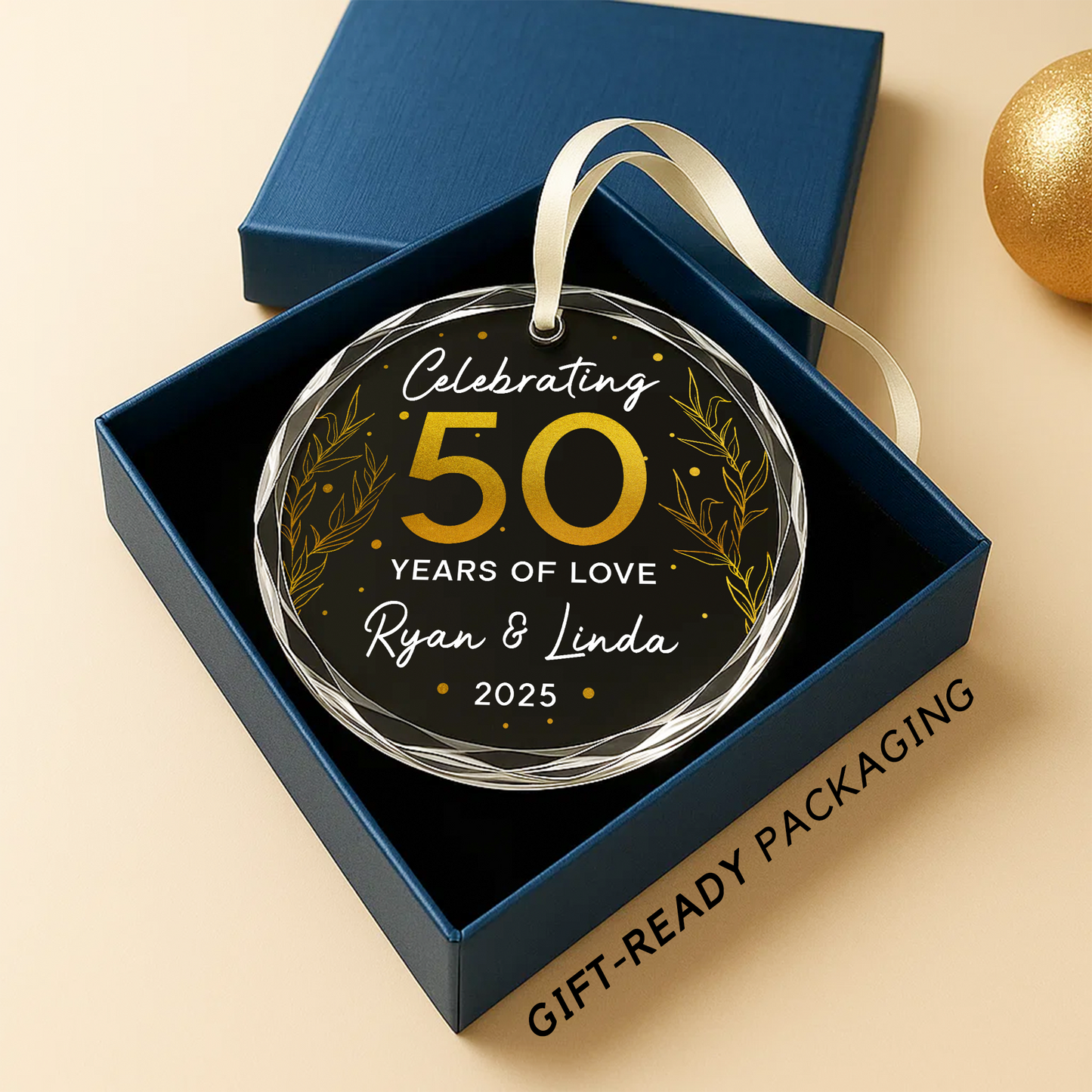 50 Years of Love Ornament, Golden Anniversary Celebration Keepsake